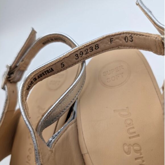 Paul Green Remy Slingback Sandal Aluminum Metallic Nappa Size US7.5/UK5 EU38 - Picture 3 of 10